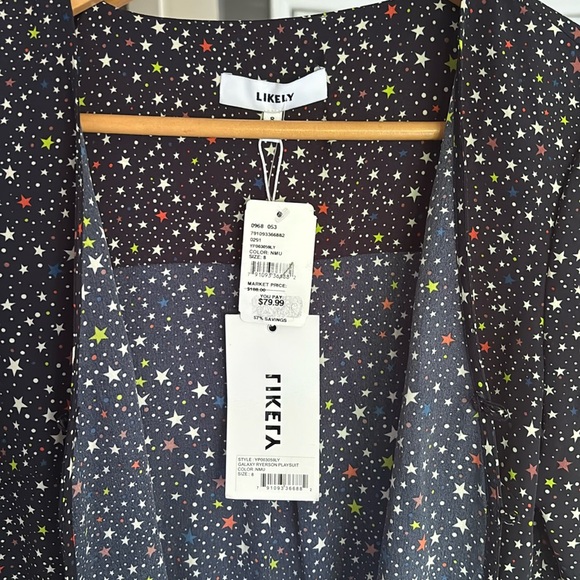 Navy romper (shorts) with colourful stars. NWT “Likely” brand. Size 8 - Picture 6 of 8
